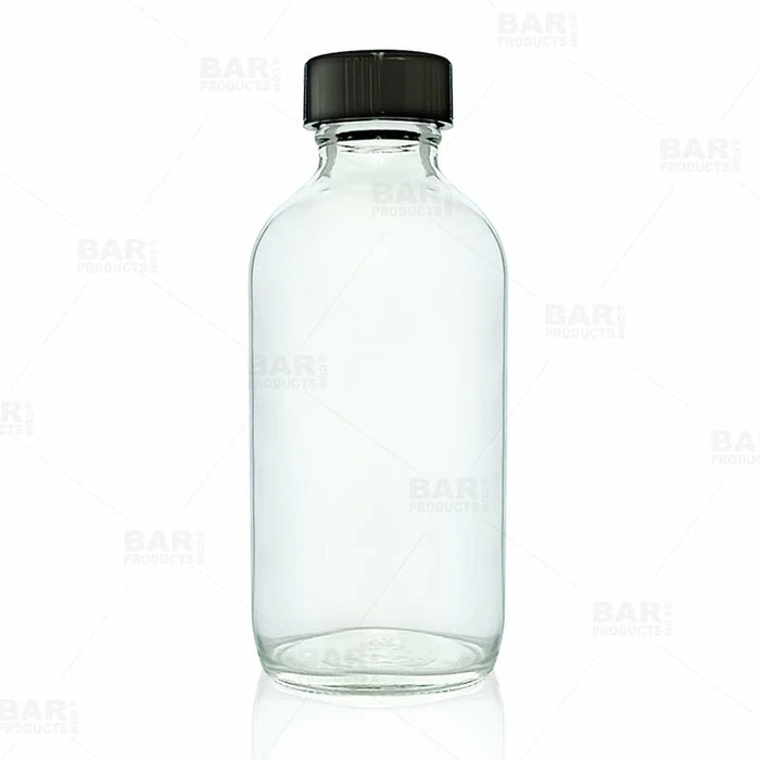 Brand new ⌛ BarMan Boston Round Craft Bartending Bottle W/ Black Lid - Clear 4oz ???? 1 Brand new ⌛ BarMan Boston Round Craft Bartending Bottle W/ Black Lid - Clear 4oz ????