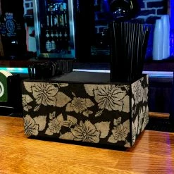 Cheapest ???? BarMan Wooden Bar Caddy - Rustic Hibiscus - Black ???? -Bar Products Shop custom wood caddy HIB BLK WEB ACTION 700x700