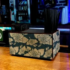 Cheap ✨ BarMan Wooden Bar Caddy - Rustic Hibiscus - Blue ❤️ -Bar Products Shop custom wood caddy HIB BLU WEB ACTION 700x700