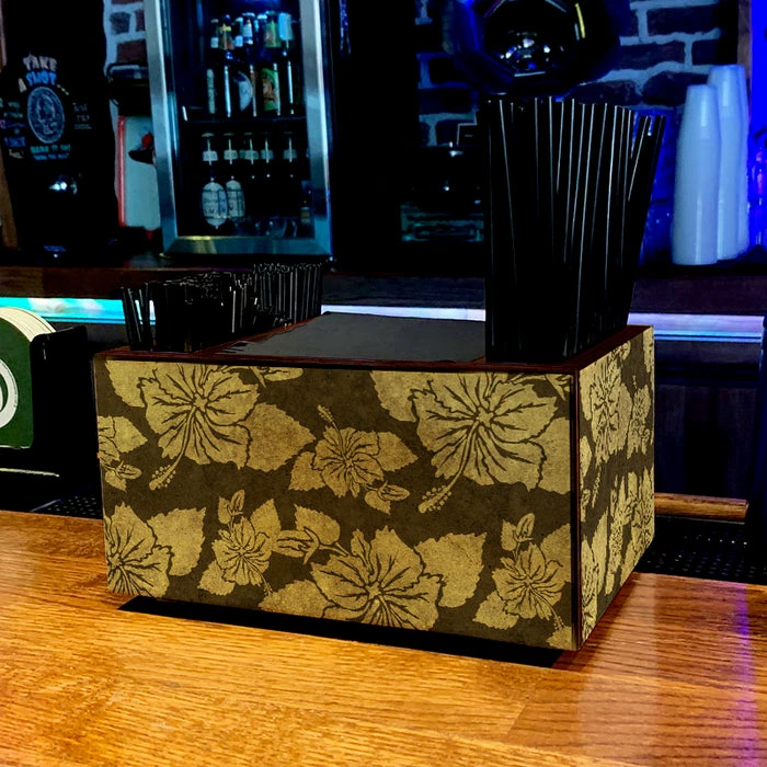 Discount ???? BarMan Wooden Bar Caddy - Rustic Hibiscus - Earth Tones ✔️ 4 Discount ???? BarMan Wooden Bar Caddy - Rustic Hibiscus - Earth Tones ✔️ - Image 4