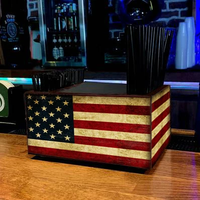 Discount ⭐ BarMan Wooden Bar Caddy - Rustic American Flag ???? 2 Discount ⭐ BarMan Wooden Bar Caddy - Rustic American Flag ???? - Image 2