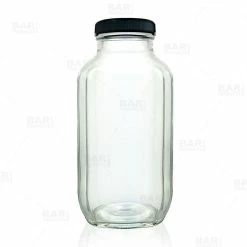 Hot Sale ???? BarMan French Square Craft Bartending Jar W/ Black Lid - Clear 16 Oz ????