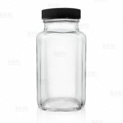 Promo ???? BarMan French Square Craft Bartending Jar W/ Black Lid - Clear 6oz ⌛