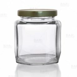 New ???? BarMan Oval Hexagon Glass Jar W/ Lid - 9 Oz ????