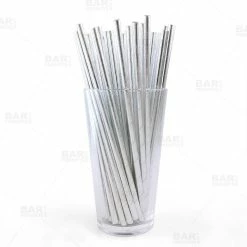 Wholesale ⭐ BarMan BarConic® Eco-Friendly Paper Straws - Silver Metallic - Pack Of 100 ✨
