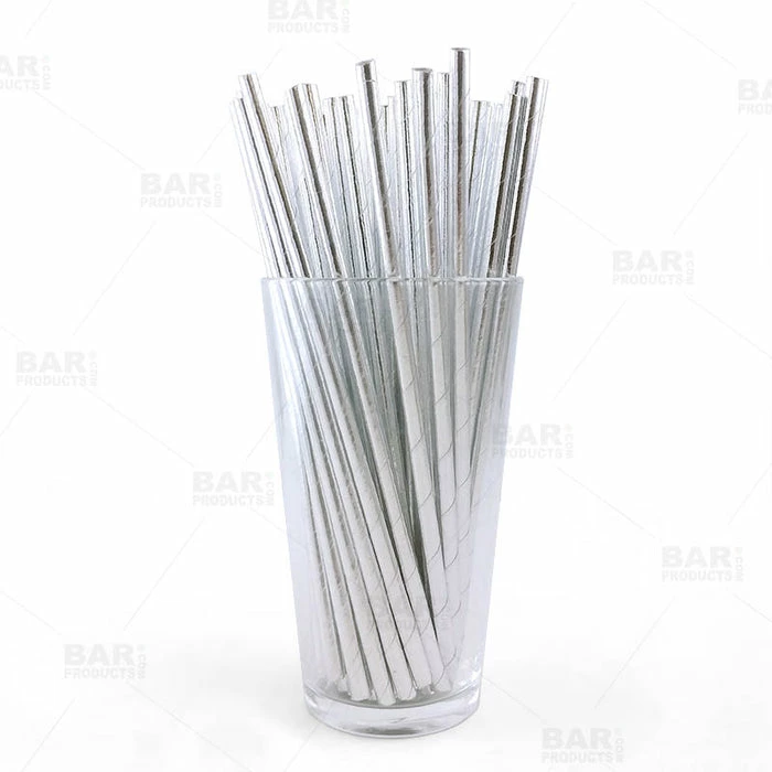 Wholesale ⭐ BarMan BarConic® Eco-Friendly Paper Straws - Silver Metallic - Pack Of 100 ✨ 1 Wholesale ⭐ BarMan BarConic® Eco-Friendly Paper Straws - Silver Metallic - Pack Of 100 ✨