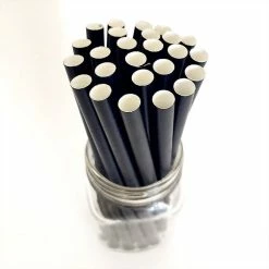 Brand new ???? BarMan BarConic® "Eco-Friendly" Jumbo Paper Straws - 7 3/4" Solid Black - 100 Pack ???? -Bar Products Shop paper straw black jumbo bpc 1 700x700
