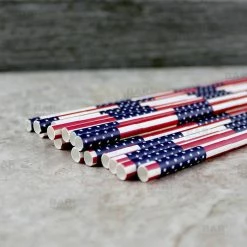 Budget ???? BarMan BarConic® "Eco-Friendly" Paper Straws - 7 3/4" USA Flag - Packs Of 100 ✨ -Bar Products Shop paper straws flag bpc 3 700x700