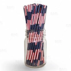 Budget ???? BarMan BarConic® "Eco-Friendly" Paper Straws - 7 3/4" USA Flag - Packs Of 100 ✨