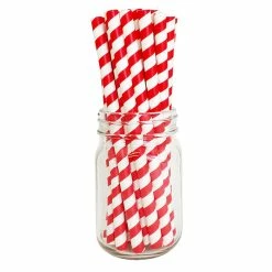 New ???? BarMan BarConic® "Eco-Friendly" Jumbo Paper Straws - 7 3/4" Red Stripe - 100 Pack ❤️