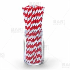 Brand new ???? BarMan BarConic® Eco-Friendly Paper Straws - Red Stripe - 100 Pack ????