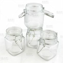 Buy ✔️ BarMan Square Condiment/Spice Jars - Locking Seal Lid - Set Of 4 ???? -Bar Products Shop spice jars square 4pk bpc 4 700x700