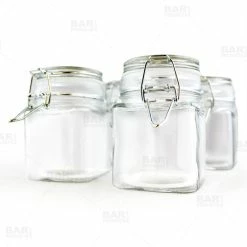 Buy ✔️ BarMan Square Condiment/Spice Jars - Locking Seal Lid - Set Of 4 ????
