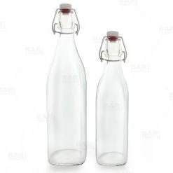 Budget ???? BarMan Square Glass Bottle W/ Swing Top - Available In 1 Liter Or 17 Ounce ????